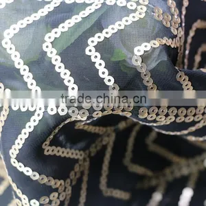 Polyester Chiffon Fabric Gold Sequin Fabric Polyester Chiffon thumbnail-2