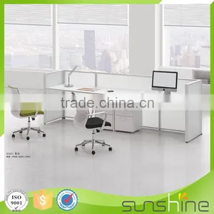 Office Desks for Two People White Table Aluminum Frame Panel Partition Metal Leg thumbnail-4