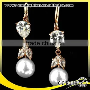 Crystal New Arrival Hanging Double Sided Pearl Earring, Fake Pearl Earrings thumbnail-4
