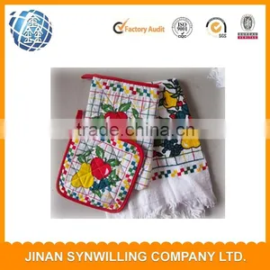 3 Piece Christmas Kitchen Set - Tea Towels, Oven Mitt, Potholder 100% Cotton thumbnail-4