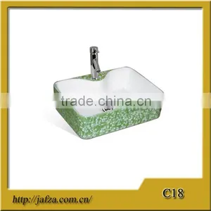 C18 Bathroom Single Hole Basin, Rectangular Basin, Ceramic Green Counter Top Basin thumbnail-1