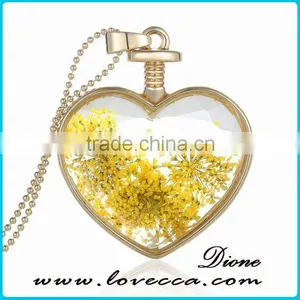 Latest Jewelry Accessories Real Flower Clear Galss Pendant With Chain thumbnail-1