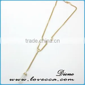 New Antique Gold Long Necklace Pendant Women Wholesale Stone Beaded Tassel Necklace thumbnail-2