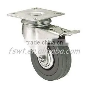 Industrial Gray PVC Caster Wheel With Total Brake thumbnail-1
