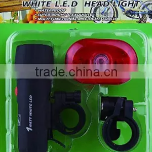 2015hot Sale Bicycle Front Light+rear Light Set 1wat Super Bright Light Set Bike Light Set thumbnail-1
