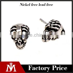 Wholesale Punks Mens Jewelry Stainless Steel Skull Stud Earrings Hot Selling thumbnail-1