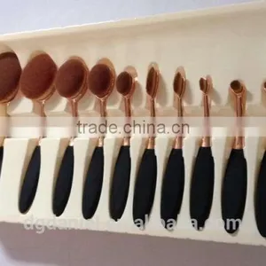 2016 Hot Sale Makeup Brushes 10 Pcs Toothbrush Style Makeup Brush Set Rose Gold Oval Cosmetic Makeup Set thumbnail-4