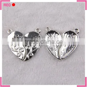 Engraved Name Alloy Pendants, Antique Imitate Silver Heart Shape Pendant thumbnail-5