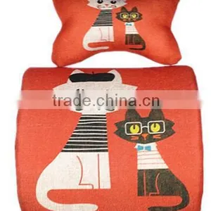 Nature Linen Material Custom Printed Memory Foam Car Lumbar Seat Cushion & Car Neck Pillow thumbnail-1