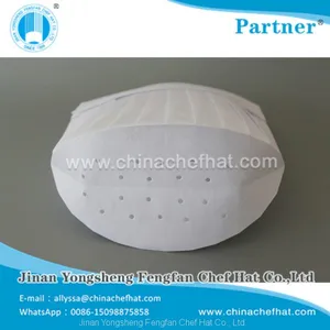 60g Special White Non Woven Round Top Cook Cap Disposable Chef Hat thumbnail-5