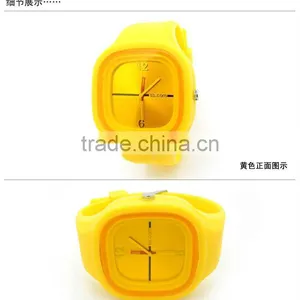 2013 New Hot Square Quartz Customized Logo Silicone Jelly Watch Interchangable Silicone Band/strap thumbnail-1