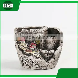 Large Wholesale Cheap Round Cup Shape Cement Garden Flower Pot thumbnail-3