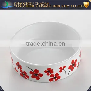 Red Flower Decal Pet Feeder, Ceramic Pet Bowl thumbnail-5