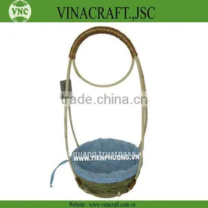 Bamboo Flower Basket With Handle thumbnail-1