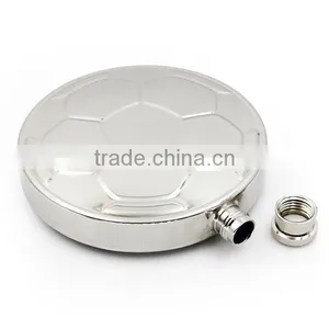 4.5 OZ Stainless Steel Flagon Football Style Bright Polished Circular Flagon thumbnail-1