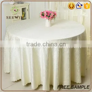Jacquard Disposable Round White Table Cloths thumbnail-1