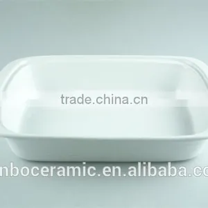 White Ceramic Rectangular Stoneware Bakeware, Porcelain Casserole Serving Dishes thumbnail-2