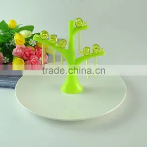 D;Stock Round White Porcelain Fruit Plate With Handle Cheap Dinner Plate , Home Plate With Tree Handle thumbnail-1
