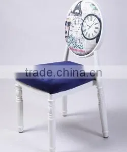 Wholesale Quality European Antique Metal Upholstered Oval Back Dining Chair QL-T854 thumbnail-3