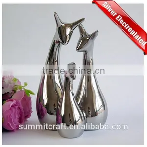 Custom Family Statue Silver Electroplate Resin Deer Figurines thumbnail-1