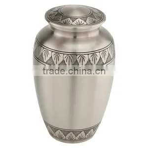 Classic Pewter Leaf Band Cremation Urn thumbnail-1