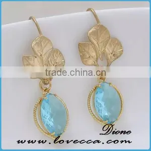 Fashion EarringJewelry Shinney Gemstone Hoop Earring With 18K Gold Plated thumbnail-2