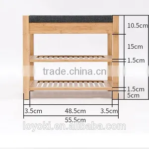 Eco Friendly Unique Bamboo Shoe Rack 2 Titer Bamboo Storage Bench With Seat thumbnail-6
