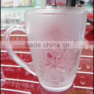 Sanding Blast Rose Drinking Glass & Glass Cup With Glass Handle thumbnail-1