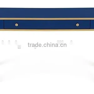 Exquisite Classic Italian Style Royal Blue Office Writing Desk With Golden Trim BF11-08303e thumbnail-2
