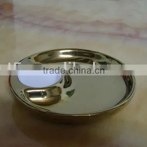 Two Section Round Divided Ceramic Gold Plate thumbnail-1
