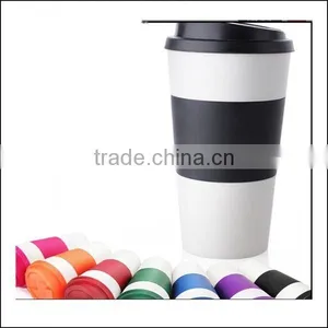 Hot 12oz Double Wall Insulated Plastic Coffee Cup,8OZ Plastic Coffee Cup With Silicone Band,made of Plastic PP With Silicone thumbnail-1