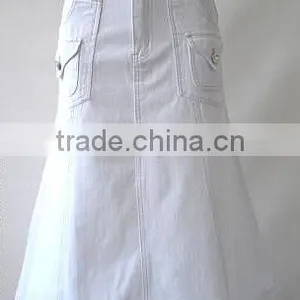 Wholesale Long Denim Skirts Casual White A-line Style Denim Jean Skirts Long thumbnail-2