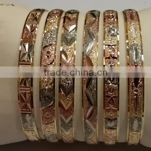 3 TONE GOLD PLATED BANGLE Bracelet thumbnail-1