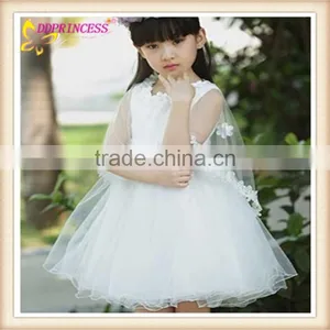 Medium Length Short Sleeves Anti Wrinkle Girl Chiffon Wedding Dress Uses Children Clothing thumbnail-3