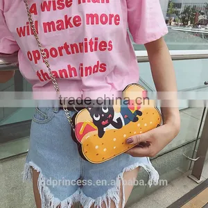 2017 Children Girl Dress Shoulder Nag Hamburger Cat Cartoon Pattern Fashion Bag thumbnail-4