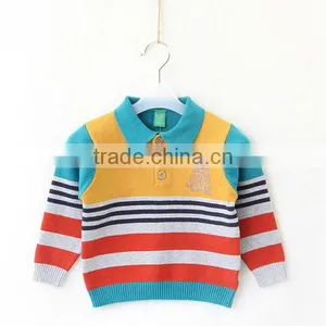 Baby Stripe Sweater Fashion Turn Down Collar Children Products thumbnail-1
