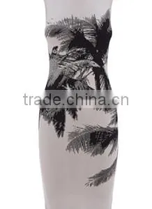 Direct Sale Classic Palm Tree Pattern Print Bandage Knit Dress thumbnail-1