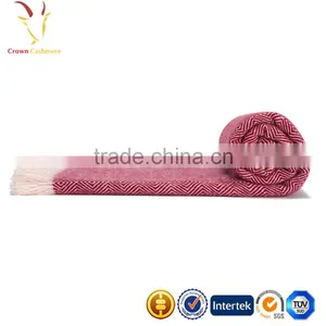 Hot Sale Wool Cashmere Blended Woven Travel Throws Blankets thumbnail-2