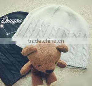 Knitted Kids Wool Hats, Knit Hat With Flower thumbnail-2
