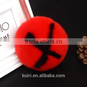 Selling English Letters Design Rex Rabbit/fox Fur Pom Pom Keychain thumbnail-1