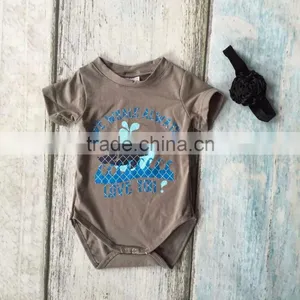 New Arrival Baby Girls Summer Clothing Infant Romper Tutu Cotton Baby Gray we Whale Always Love You Romper With Match Headband thumbnail-1