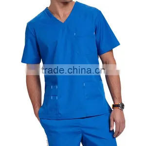 Unisex V-Neck Medical Scrub Top With Multi Pockets thumbnail-2