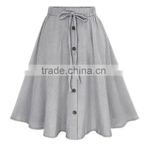 2016 Latest Women's Vintage Stretch High Waist Flared Pleated Long Skirt thumbnail-1