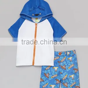 New Style Boys Sportswear With Blue And White Bear Cover-Up And Boardshorts Boys Beachwear Kids Clothes B-NP-TR905-401 thumbnail-1