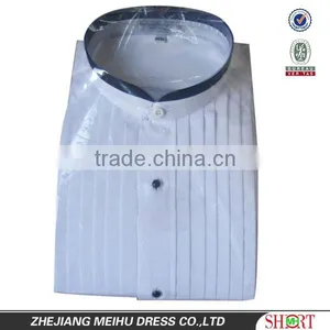 2016 White With Black Banded Collar Trim 1/2" Pleat Tuxedo Shirt thumbnail-1
