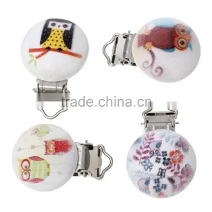 Custom Round Mixed Owl Halloween Pattern Baby Wood Pacifier Clip thumbnail-3