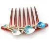 Fashion Rhinestone Lily Flower Plastic Hair Comb-Blue thumbnail-1