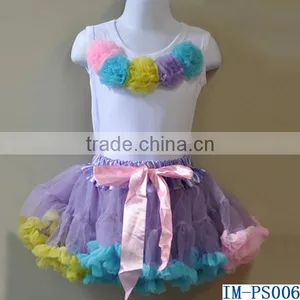 Fashion Baby Girls Lavender Pink Blue 2 Pieces Skirts Sets With White Flower Tops IM-PS006 thumbnail-1