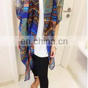 Blue Ttextured Geometric Ripple Gaze de Paris Simple Elegant Women Fashion Scarves thumbnail-3