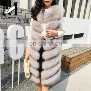Russian Style Real Fox Fur Vest for Women Luxurious Handmade Long Vest thumbnail-2